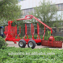 Remorque de 3T atv transportant des bûches et du bois, log remorque avec grue